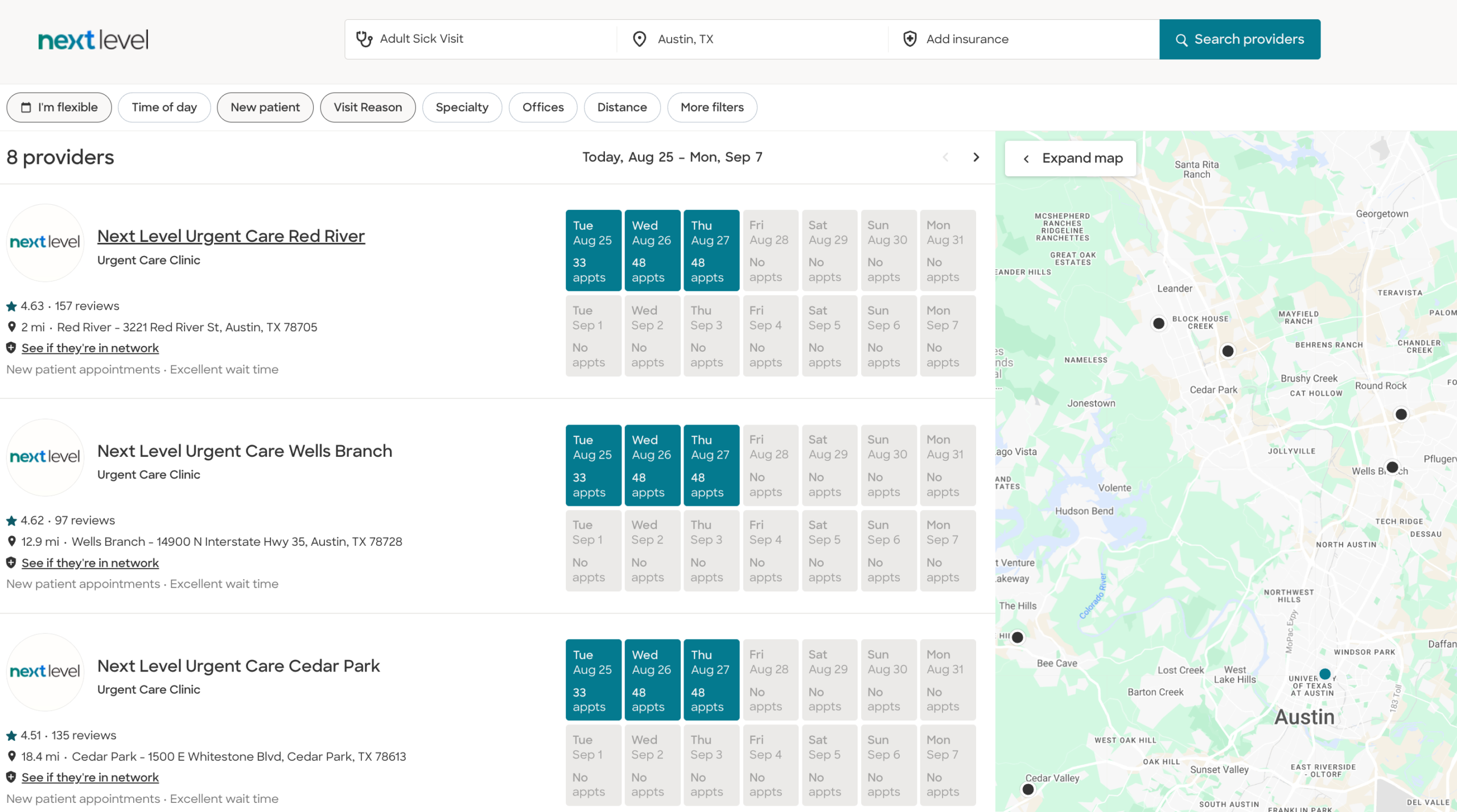 Next level urgent care case study website scheduling